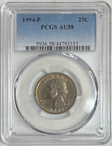 1994 Washington Quarter PCGS AU58 Toned Everyman Set Coin 25C Cover