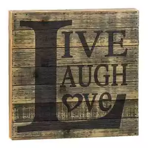 "Live Laugh Love" Wood Slatted Sign Rustic 12 x12" x 1 1/2" deep Primitive  - Picture 1 of 1