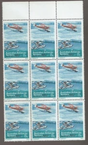 1973 Australia Antarctic AAT Rymill's Fox Moth Block of 9 MUH Stamps - Picture 1 of 1