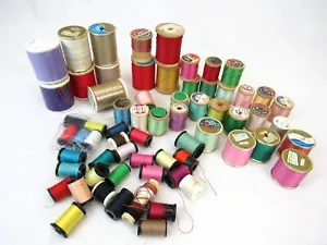 Vintage Thread Spools in Tin new and used sewing craft Lot of 65 - Picture 1 of 5