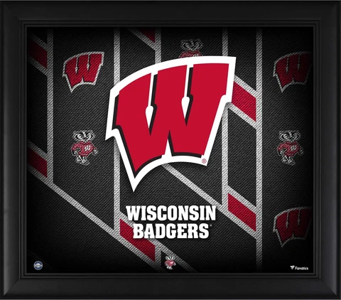 Wisconsin Badgers Framed 15" x 17" Team Threads Collage Cover