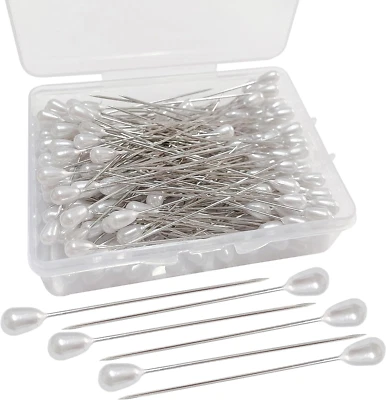 100 piezas alfileres de ramillete boutonniere lágrima perla cabeza alfileres ramo blanco recto Foto 1 de 4