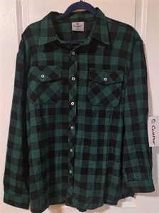 Vintage Centro Men's Green Plaid Long Sleeve Flannel Shirt (2XL) New with Tags! - Picture 1 of 3