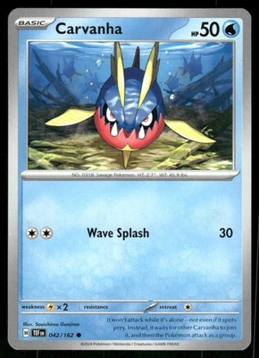 Carvanha 042/162 Common Normal NM Pokemon SV05: Temporal Forces - Image 1 of 2