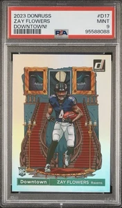 2023 Panini Donruss 🏈🔥Zay Flowers RC Downtown! PSA 9 Mint! Ravens! D-17 - Picture 1 of 2