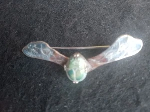 Deco Egyptian Revival brooch Winged Scarab Beetle Lovely Unmarked Silver 4.5cm - Picture 1 of 20