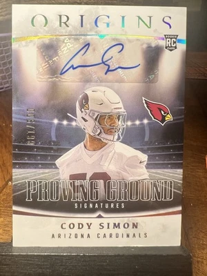 2025 Origins Football Proving Ground Signatures Cody Simon Rookie Auto #006/199 - Image 1 of 2