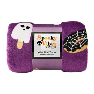 Halloween Spooky Treats Velvet Plush Throw Blanket 50x60 Inch - Picture 1 of 10