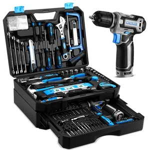 Tool Set: Tool Kit with 12V Cordless Drill, Hand Toolbox with storage case, M... - Picture 1 of 6