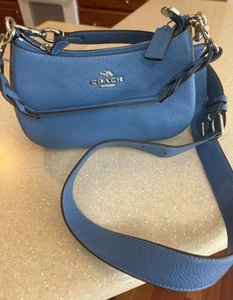 New Without Tags: COACH Teri Shoulder/ Crossbody: Signature KHAKI & Racer Blue  - Picture 1 of 11