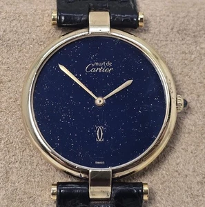 CARTIER MUST DE CARTIER VENDOME WATCH LAPIS BLUE DIAL 31 MM (V.GOOD & ORIGINAL) - Picture 1 of 15