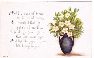 Cartolina d'epoca 1915 Auguri di Natale Un vaso pieno di fiori - Foto 1 di 1