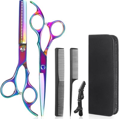 4 in 1 Kit Forbici Da Parrucchiere Professionale per Tagliare I Capelli in Accia - Immagine 1 di 4