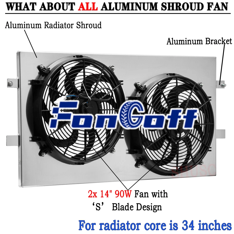 Shroud Electric Fan For Chevy Silverado Suburban Escalade GMC Yukon 34"W Core - Image 1 of 4