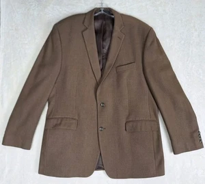Izod Sports Coat Men's 46L Brown Woven Tweed Lined 2 Button Blazer Pocket Jacket - Picture 1 of 18