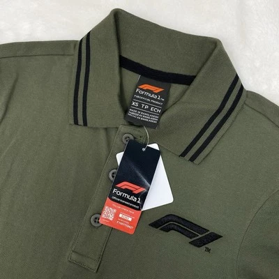 Formula 1 Fundamentals F1 Tipped Polo Green Men's XS Racing Official Big Logo - Image 1 of 4