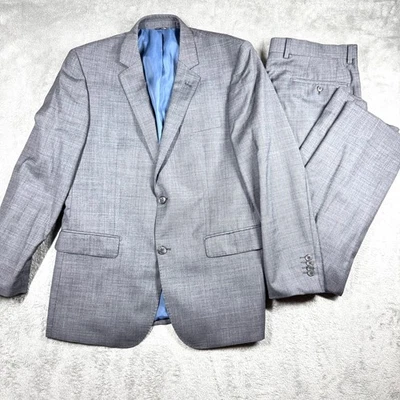 Traje de hombre Neiman Marcus Super 120s 34R gris 2 piezas chaqueta pantalones 100 % lana Foto 1 de 4