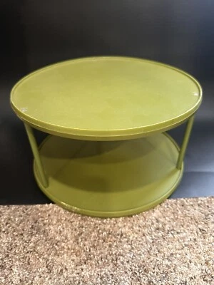 Sterilite 2 tier lazy susan avocado green vintage MCM kitchen storage turn table - Image 1 of 4