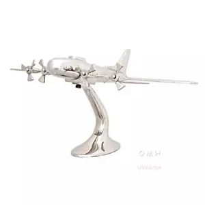 Aluminiumflugzeug | Vintage Aluminiumflugzeug mit glänzender Nickeloberfläche & Propellern - Bild 1 von 13