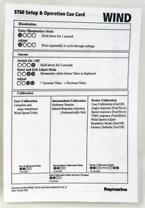 RAYMARINE Laminated ST60 Setup & Operation Cue Card April 2001 - Foto 1 di 2
