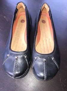 Clarks Artisan Unstructured Black Leather Slip On Loafers Size 3 Ex Cond - Picture 1 of 7