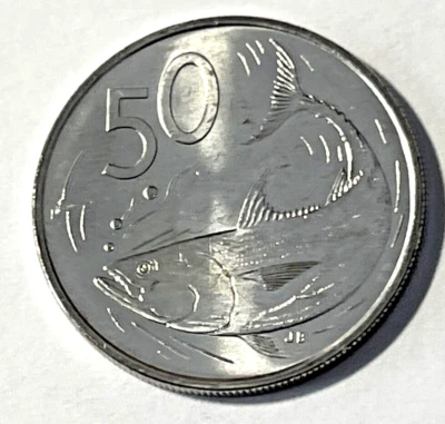 2015 Cook Islands 50 cents Coin Albacora Tuna Fish Animal Ocean Wildlife - Image 1 of 2