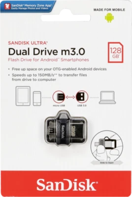 SanDisk Ultra 128GB/256GB M3.0 OTG Micro USB 3.0 Memory Stick Flash Drive-UK - Image 1 of 4