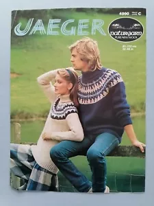 HIS'N'HERS NORDIC YOKE SWEATERS, 32-44" 12ply, JAEGER Knitting Pattern 4990 - Picture 1 of 2