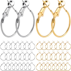 48Pcs Hoop Earrings Finding, Hypoallergenic Alloy round Earring Hoops for Jewelr - Picture 1 of 7