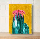 Cactus Painting Floral Original Art Stretch Canvas Painting 10 By 8 Small Artwor
