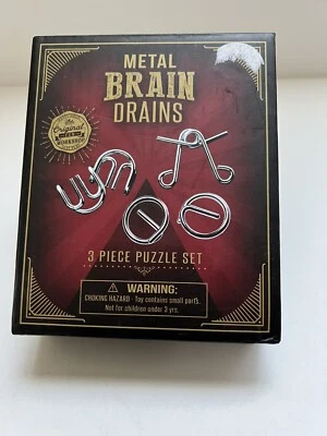 Metal Brain Drains 3 Piece Puzzle Set-The Orginal Fun Workshop - Image 1 of 4