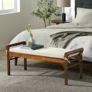 End of Bed Bench Solid Wood Entrance Entryway Foyer Modern Farmhouse Mud Rm 47"L - Picture 1 of 24