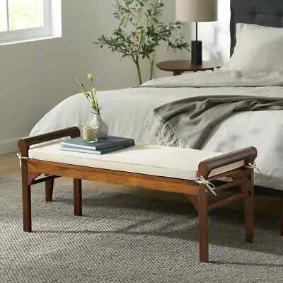 End of Bed Bench Solid Wood Entrance Entryway Foyer Modern Farmhouse Mud Rm 47"L - Image 1 of 4