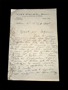 1937 Handwritten Letter from City Palace Hotel, Athens RARE-E51 - Picture 1 of 5
