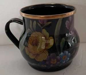MACKENZIE-CHILDS BLACK Flower Market Enameled Mug - Picture 1 of 4