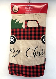 At Home Christmas Tree Skirt Holiday Tree Decor , Truck with tree 48" Diameter - Picture 1 of 6