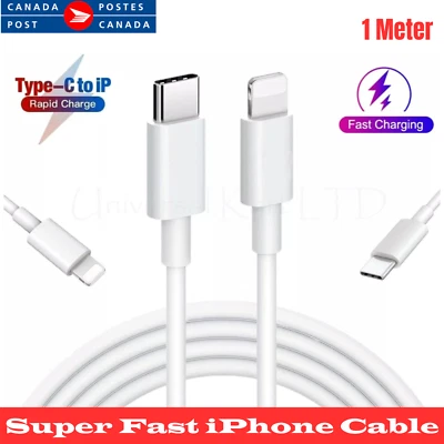 USB C to 8Pin Fast iPhone Charging Cable C Charger Lead For iPhone 14 13 12 Pro - Image 1 of 4