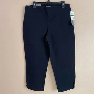 JM Collection New Large Black Pull On Comfort Waistband Summer Shine Capri - Picture 1 of 9