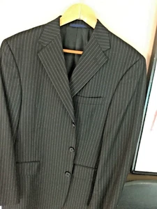 Daniel Chemieux Black Dressy 3B Stripe Suit Jacket Lux Loro Piana 100% Wool 42S - Picture 1 of 12