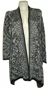 Suéter AVELLINI Para Mujer Talla S Gris Plateado Negro Frente Abierto Cascada Cárdigan - Imagen 1 de 5
