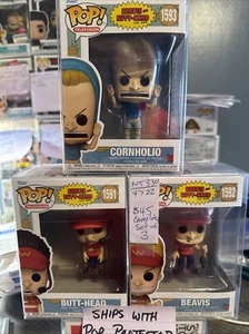 Funko Pop - Beavis 1592 Butt-head 1591 Cornholio 1593 - Komplettsatz mit Protektoren - Bild 1 von 1