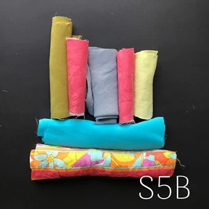 7 Pc Vintage Silk Remnants For Slow Stitch, Wabi Sabi, Fiber Arts And Crafts S5B - Picture 1 of 7