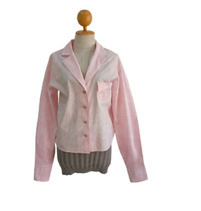 CHANEL Oversized Pink Top Blouse Buttons Size 38 Made In Italy