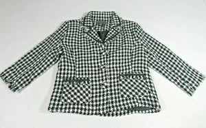 Chaqueta de traje Robert Louis para mujer negra/blanca a cuadros con flecos talla mediana - Imagen 1 de 5