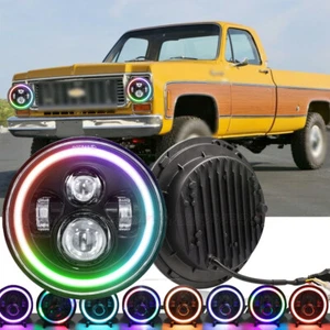 Par de faros redondos 120W 7" H4-H13 bombilla alta/baja para Chevy C10 C20 C30 G10 G20 K10 - Imagen 1 de 14