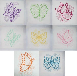 JUEGO DE BLOQUES DE EDREDÓN BORDADOS MÁQUINA MARIPOSAS DE PRIMAVERA DE 8 BLOQUES MARIPOSA - Imagen 1 de 9