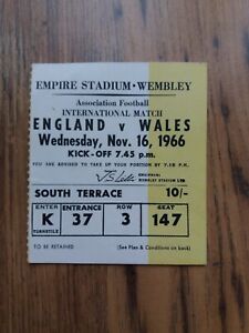 1966 England vs Wales Ticket