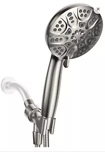 Hand Held Shower Head High Pressure Flow Adjustable Bracket 6 Settings Chrome - Picture 1 of 10