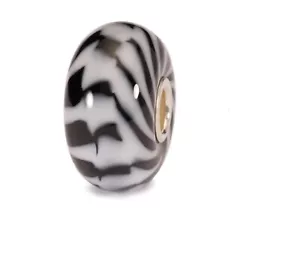 Trollbeads Elfbeads 925 Sterling Silver Core Glass Bead Black & White ZEBRA - Picture 1 of 1