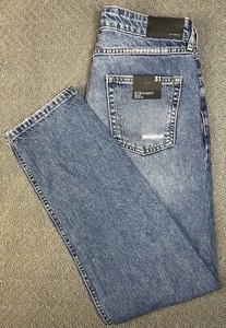 Pantalones de mezclilla Forever 21 HOMBRE rectos azules desgastados 31 "se ajustan como 32x30,5" nuevos con etiquetas - Imagen 1 de 15